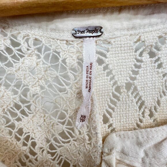 Free People Cream Ivory Long Sleeve Lace Back Women's Long Sleeve Shirt Sz. XS - Picture 3 of 10